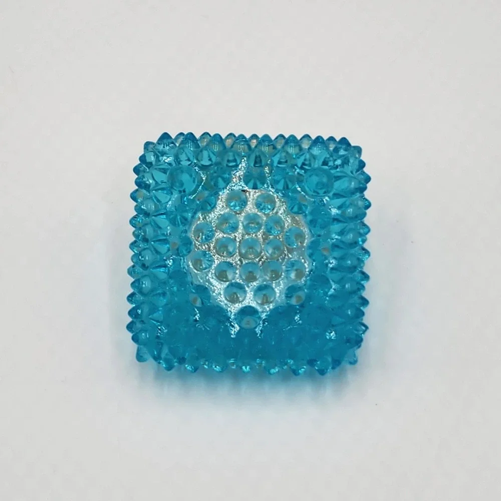 Vintage Fenton Blue Hobnail Glass Square Votive Candle Holder Teal Small 2.75
